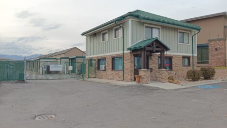 Main office and front gate at the Towne Storage Saratoga Springs Storage Facility