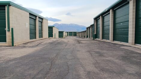 Ground view of exterior storage units at the Towne Storage Saratoga Springs Storage Facility