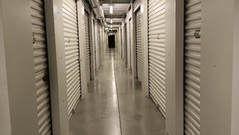 Interior storage unit hallway at the Towne Storage Saratoga Springs Storage Facility