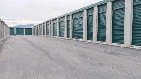 Tall outdoor storage units at the Towne Storage Saratoga Springs Storage Facility
