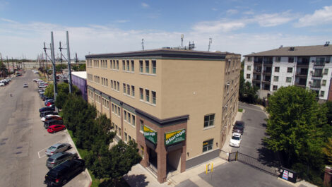 Corner aerial view of the Towne Storage Gateway Storage Facility