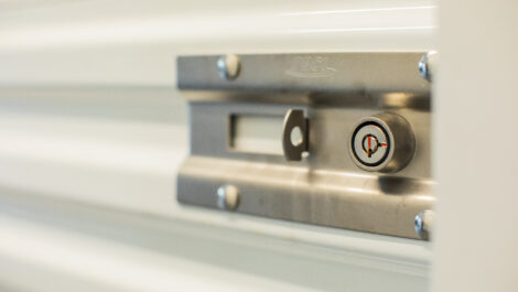 Locking mechanism on a storage unit at the Towne Storage Colt Plaza Storage Facility