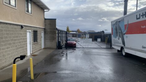 Uhaul truck and main gate at the Towne Storage West Valley Storage Facility