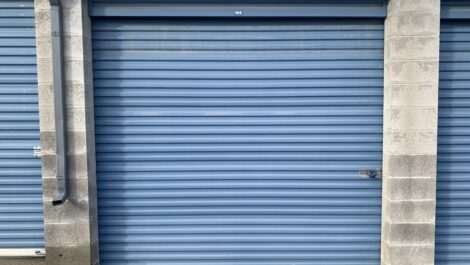 Blue outdoor storage unit at the Towne Storage West Valley Storage Facility