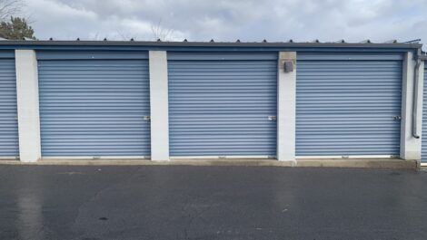 Blue doored outdoor storage units at the Towne Storage West Valley Storage Facility