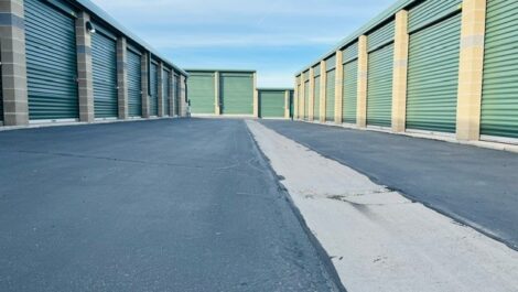 Rows of outdoor storage units at the Towne Storage West Jordan Storage Facility